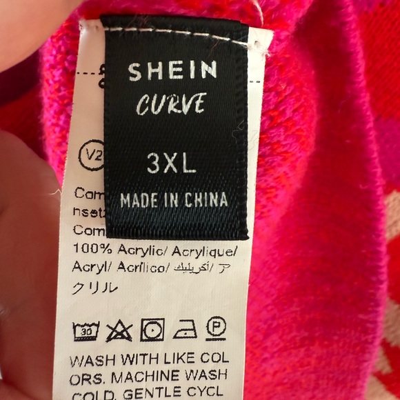 SHEIN Women's Plus Pink, Tan and Red Colorful Cardigan Sweater 3X - Picture 9 of 10
